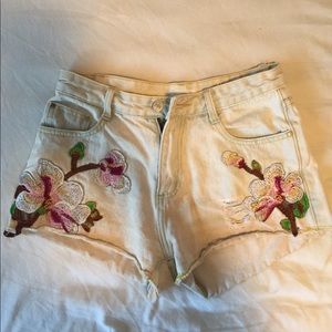 Embroidered Jean Shorts